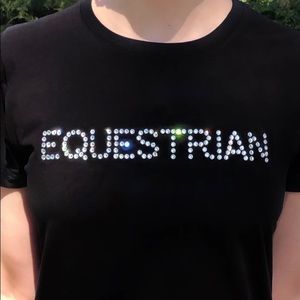 EQ-STAR Genuine Swarovski EQUESTRIAN Black Tshirt